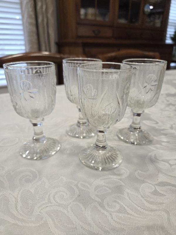 Iris Depression Glass Cordials